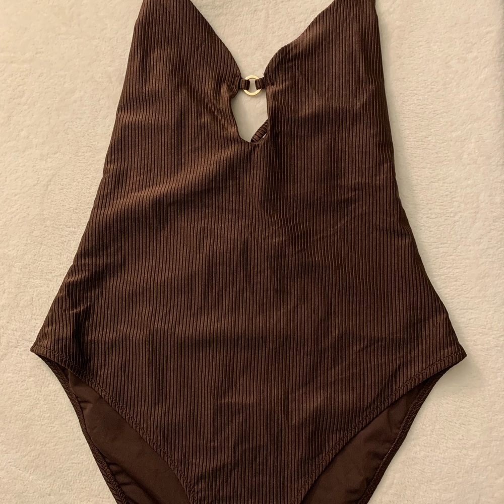 Aerie Chocolate Ribbed Swimsuit